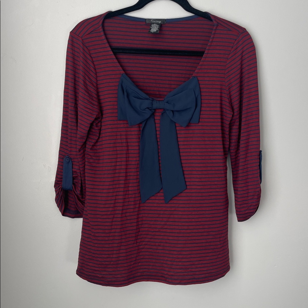 Striped Red and Blue Top with Bow